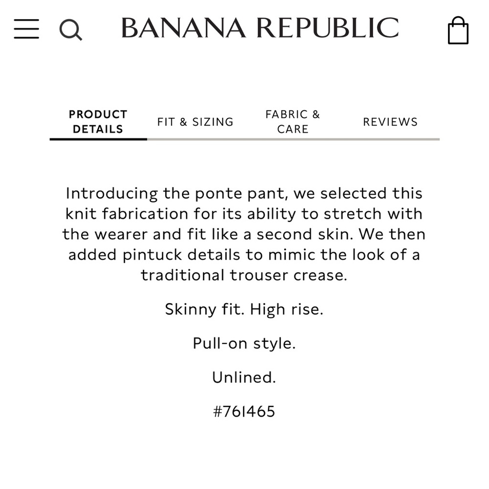 NWT Banana Republic Charcoal Gray High-Rise Skinny Everywhere Ponte Pants size 4 - Picture 4 of 12